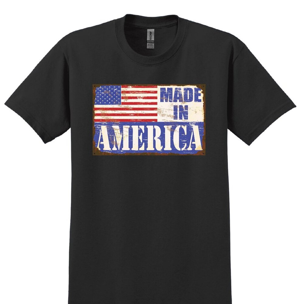 Distresses Made In America sign tshirt